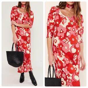 Rixo Oleander Dress in Sweetheart Floral Pink